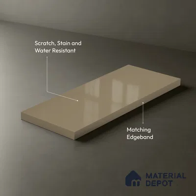 Solid Colors Look LM 19213 Caramel 8 ft x 4 ft Glossy Finish Decorative Laminate - 1 mm | Suitable for Living Room, Kitchen, Office