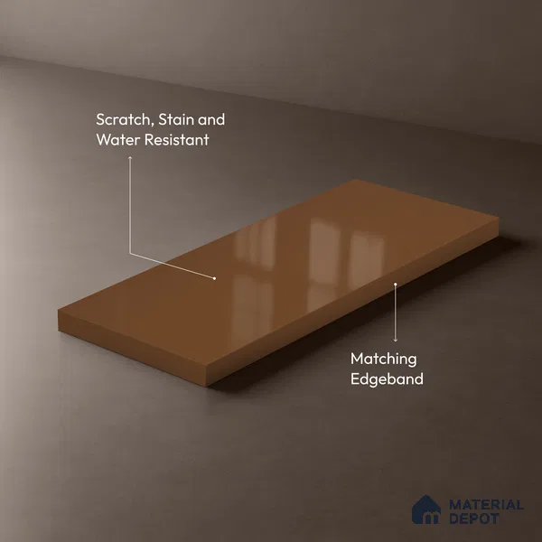 Solid Colors Look LM 19215 Chestnut 8 ft x 4 ft Glossy Finish Decorative Laminate - 1 mm | Suitable for Living Room, Kitchen, Office