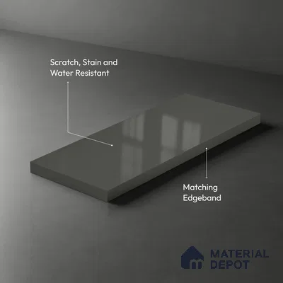 Solid Colors Look LM 19216 Stone Grey 8 ft x 4 ft Glossy Finish Decorative Laminate - 1 mm | Suitable for Living Room, Kitchen, Office