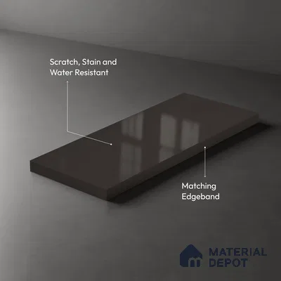 Solid Colors Look LM 19217 Dark Grey 8 ft x 4 ft Glossy Finish Decorative Laminate - 1 mm | Suitable for Living Room, Kitchen, Office