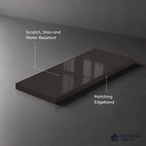 Solid Colors Look LM 19217 Dark Grey 8 ft x 4 ft Glossy Finish Decorative Laminate - 1 mm | Suitable for Living Room, Kitchen, Office