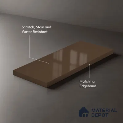 Solid Colors Look LM 19218 Brown Haze 8 ft x 4 ft Glossy Finish Decorative Laminate - 1 mm | Suitable for Living Room, Kitchen, Office