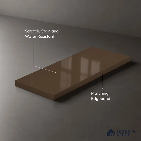 Solid Colors Look LM 19218 Brown Haze 8 ft x 4 ft Glossy Finish Decorative Laminate - 1 mm | Suitable for Living Room, Kitchen, Office