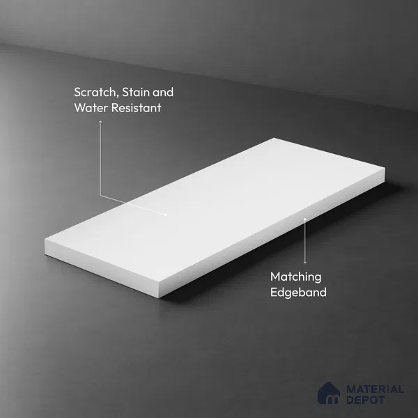Solid Colors Look LM 19224 Super White 8 ft x 4 ft Matte Finish Decorative Laminate - 1 mm | Suitable for Living Room, Kitchen, Office
