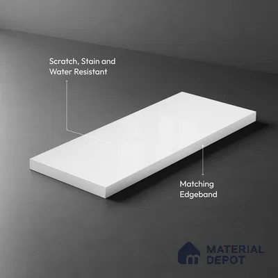 Solid Colors Look LM 19246 Super White 8 ft x 4 ft Glossy Finish Decorative Laminate - 1 mm | Suitable for Living Room, Kitchen, Office