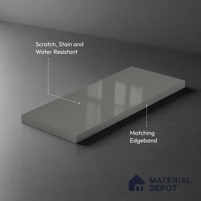 Solid Colors Look LM 19248 Light Grey 8 ft x 4 ft Glossy Finish Decorative Laminate - 1 mm | Suitable for Living Room, Kitchen, Office