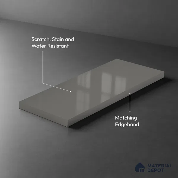 Solid Colors Look LM 19248 Light Grey 8 ft x 4 ft Glossy Finish Decorative Laminate - 1 mm | Suitable for Living Room, Kitchen, Office