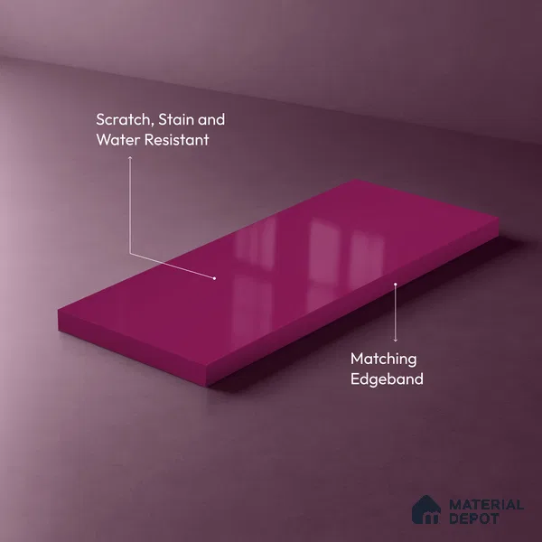 Solid Colors Look LM 19254 Bubble Gum Pink 8 ft x 4 ft Glossy Finish Decorative Laminate - 1 mm | Suitable for Living Room, Kitchen, Office