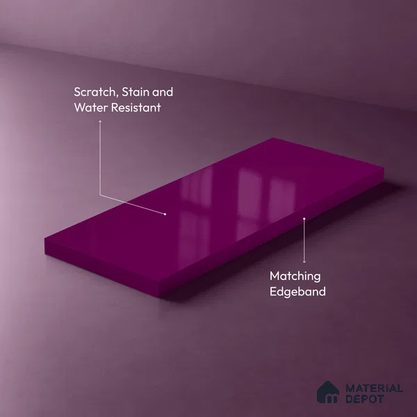 Solid Colors Look LM 19255 Hot Pink 8 ft x 4 ft Glossy Finish Decorative Laminate - 1 mm | Suitable for Living Room, Kitchen, Office