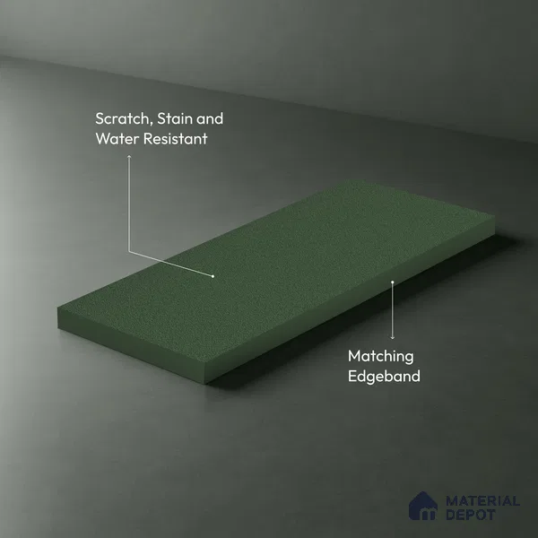 Solid Colors Look LM 19266 Basil Green 8 ft x 4 ft Suede Finish Decorative Laminate - 1 mm | Suitable for Living Room, Kitchen, Office
