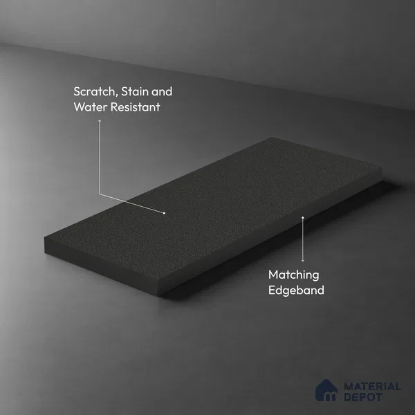 Solid Colors Look LM 19267 Super Black 8 ft x 4 ft Suede Finish Decorative Laminate - 1 mm | Suitable for Living Room, Kitchen, Office