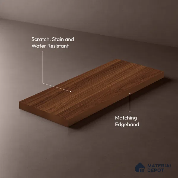 Wooden Look LM 19271 Polished Walnut 8 ft x 4 ft Texture Finish Decorative Laminate - 1 mm | Suitable for TV Unit, Wardrobe, Kitchen Cabinets