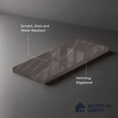 Stone Look LM 19278 Grey Carrara 8 ft x 4 ft Glossy Finish Decorative Laminate - 1 mm | Suitable for TV Unit, Wardrobe, Kitchen Cabinets