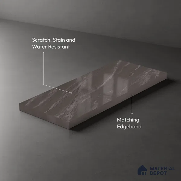 Stone Look LM 19278 Grey Carrara 8 ft x 4 ft Glossy Finish Decorative Laminate - 1 mm | Suitable for TV Unit, Wardrobe, Kitchen Cabinets