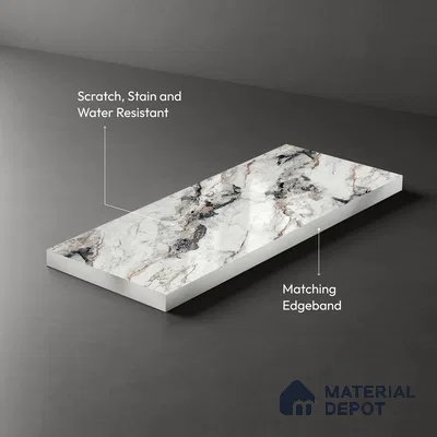 Stone Look LM 19279 Venetian Carrara 8 ft x 4 ft Glossy Finish Decorative Laminate - 1 mm | Suitable for TV Unit, Wardrobe, Kitchen Cabinets