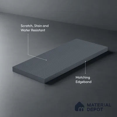 Metallic Grey Fluted Solid Color Look LM 19291 Metallic 8 ft x 4 ft Texture Finish Decorative Laminate - 1 mm | Suitable for TV Unit, Wardrobe, Kitchen Cabinets