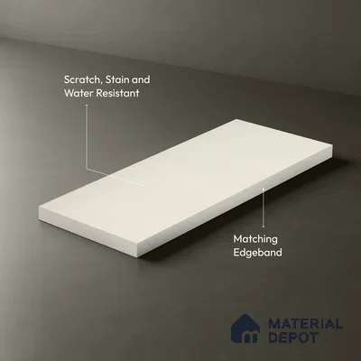 Light Beige Fluted Solid Color Look LM 19292 Metallic White 8 ft x 4 ft Texture Finish Decorative Laminate - 1 mm | Suitable for TV Unit, Wardrobe, Kitchen Cabinets