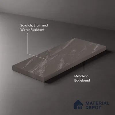 Stone Look LM 19297 Grey Carrara 8 ft x 4 ft Texture Finish Decorative Laminate - 1 mm | Suitable for TV Unit, Wardrobe, Kitchen Cabinets