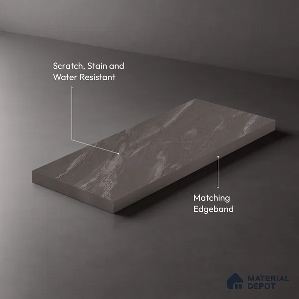 Stone Look LM 19297 Grey Carrara 8 ft x 4 ft Texture Finish Decorative Laminate - 1 mm | Suitable for TV Unit, Wardrobe, Kitchen Cabinets