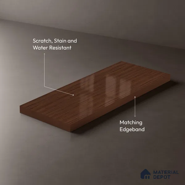 Wooden Look LM 19314 Golden Teak 8 ft x 4 ft Glossy Finish Decorative Laminate - 1 mm | Suitable for TV Unit, Wardrobe, Kitchen Cabinets