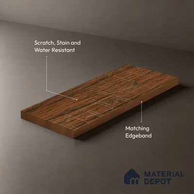 Wooden Look LM 19316 Tropical Wood 8 ft x 4 ft Texture Finish Decorative Laminate - 1 mm | Suitable for TV Unit, Wardrobe, Kitchen Cabinets