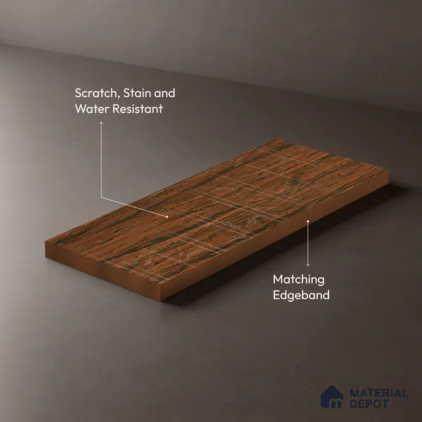 Wooden Look LM 19316 Tropical Wood 8 ft x 4 ft Texture Finish Decorative Laminate - 1 mm | Suitable for TV Unit, Wardrobe, Kitchen Cabinets