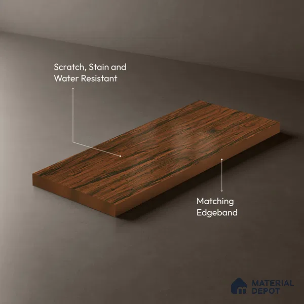 Wooden Look LM 19332 Tropical Wood 8 ft x 4 ft Texture Finish Decorative Laminate - 1 mm | Suitable for TV Unit, Wardrobe, Kitchen Cabinets