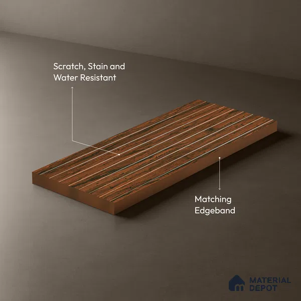 Wooden Look LM 19338 Tropical Wood 8 ft x 4 ft Texture Finish Decorative Laminate - 1 mm | Suitable for TV Unit, Wardrobe, Kitchen Cabinets