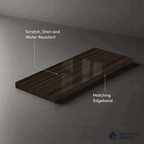 Wooden Look LM 19345 Marshal Mahogany 8 ft x 4 ft Glossy Finish Decorative Laminate - 1 mm | Suitable for TV Unit, Wardrobe, Kitchen Cabinets