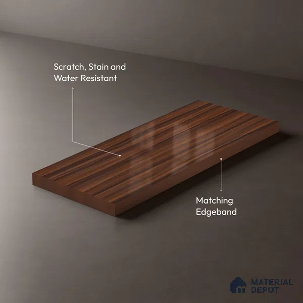 Wooden Look LM 19350 Wharthon Walnut 8 ft x 4 ft Glossy Finish Decorative Laminate - 1 mm | Suitable for TV Unit, Wardrobe, Kitchen Cabinets