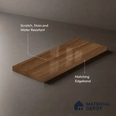 Wooden Look LM 19353 Raw Walnut 8 ft x 4 ft Glossy Finish Decorative Laminate - 1 mm | Suitable for TV Unit, Wardrobe, Kitchen Cabinets