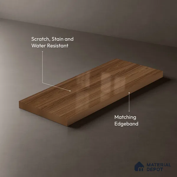 Wooden Look LM 19353 Raw Walnut 8 ft x 4 ft Glossy Finish Decorative Laminate - 1 mm | Suitable for TV Unit, Wardrobe, Kitchen Cabinets