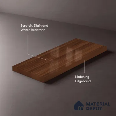 Wooden Look LM 19354 Polished Walnut 8 ft x 4 ft Glossy Finish Decorative Laminate - 1 mm | Suitable for TV Unit, Wardrobe, Kitchen Cabinets