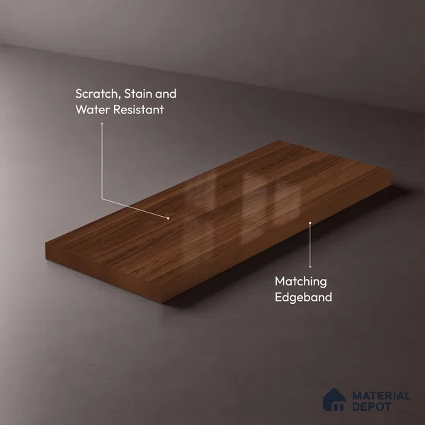 Wooden Look LM 19354 Polished Walnut 8 ft x 4 ft Glossy Finish Decorative Laminate - 1 mm | Suitable for TV Unit, Wardrobe, Kitchen Cabinets