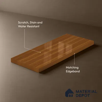 Wooden Look LM 19355 English Juglans 8 ft x 4 ft Glossy Finish Decorative Laminate - 1 mm | Suitable for TV Unit, Wardrobe, Kitchen Cabinets