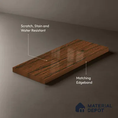 Wooden Look LM 19365 Tropical Wood 8 ft x 4 ft Glossy Finish Decorative Laminate - 1 mm | Suitable for TV Unit, Wardrobe, Kitchen Cabinets