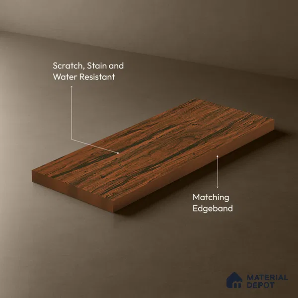 Wooden Look LM 19375 Tropical Wood 8 ft x 4 ft Texture Finish Decorative Laminate - 1 mm | Suitable for TV Unit, Wardrobe, Kitchen Cabinets