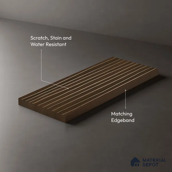 Wooden Look LM 19384 Wales Walnut 8 ft x 4 ft Texture Finish Decorative Laminate - 1 mm | Suitable for TV Unit, Wardrobe, Kitchen Cabinets