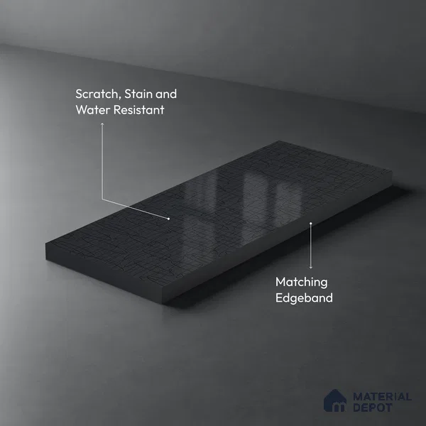 Patterned Look LM 19392 Alphaa Waves 8 ft x 4 ft Glossy Finish Decorative Laminate - 1 mm | Suitable for Bedroom, TV Unit, Wardrobe