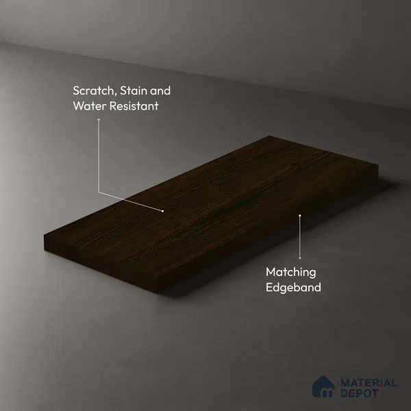 Wooden Look LM 19399 Catania Chestnut 8 ft x 4 ft Suede Finish Decorative Laminate - 1 mm | Suitable for TV Unit, Wardrobe, Kitchen Cabinets