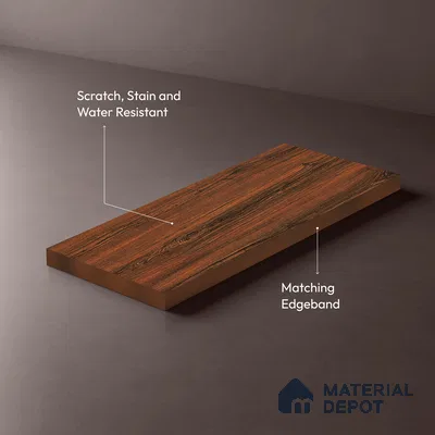 Wooden Look LM 19400 Caen Chestnut 8 ft x 4 ft Suede Finish Decorative Laminate - 1 mm | Suitable for TV Unit, Wardrobe, Kitchen Cabinets