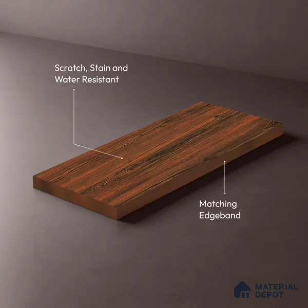 Wooden Look LM 19400 Caen Chestnut 8 ft x 4 ft Suede Finish Decorative Laminate - 1 mm | Suitable for TV Unit, Wardrobe, Kitchen Cabinets