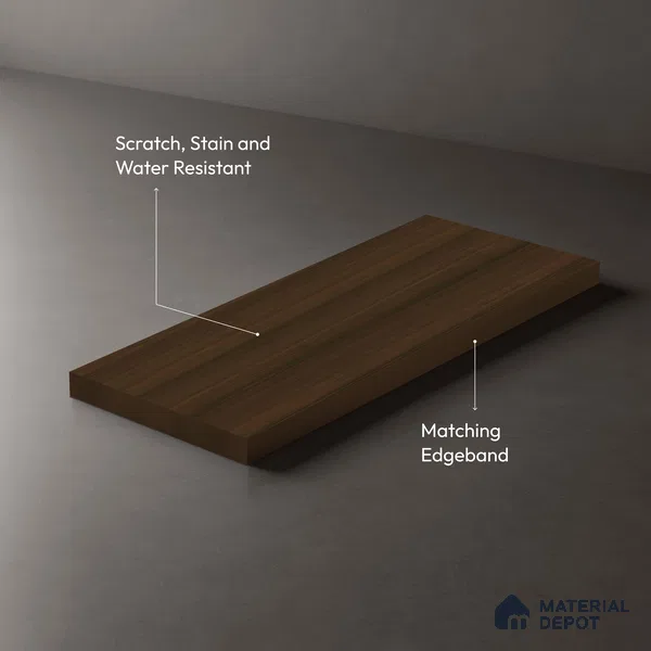Wooden Look LM 19405 Wales Walnut 8 ft x 4 ft Suede Finish Decorative Laminate - 1 mm | Suitable for TV Unit, Wardrobe, Kitchen Cabinets