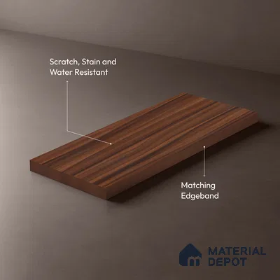 Wooden Look LM 19406 Wharthon Walnut 8 ft x 4 ft Suede Finish Decorative Laminate - 1 mm | Suitable for TV Unit, Wardrobe, Kitchen Cabinets