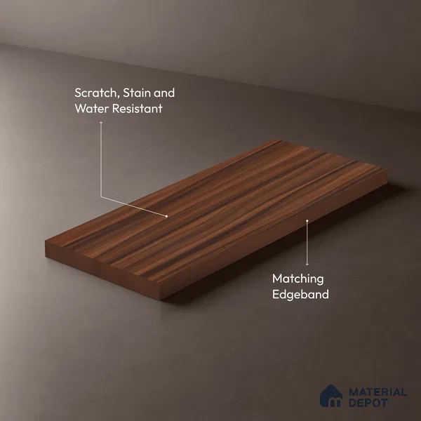 Wooden Look LM 19406 Wharthon Walnut 8 ft x 4 ft Suede Finish Decorative Laminate - 1 mm | Suitable for TV Unit, Wardrobe, Kitchen Cabinets