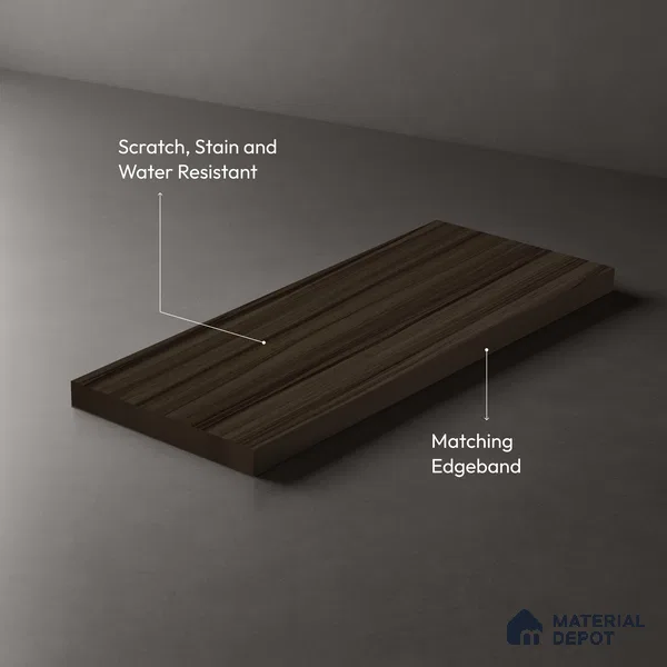 Wooden Look LM 19408 Marshal Mahogany 8 ft x 4 ft Suede Finish Decorative Laminate - 1 mm | Suitable for TV Unit, Wardrobe, Kitchen Cabinets