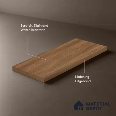 Wooden Look LM 19410 Waco Walnut 8 ft x 4 ft Suede Finish Decorative Laminate - 1 mm | Suitable for TV Unit, Wardrobe, Kitchen Cabinets