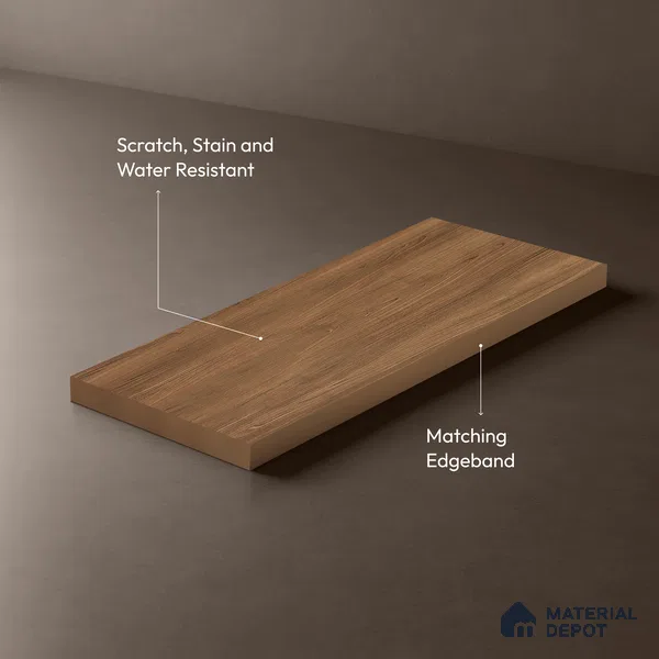 Wooden Look LM 19410 Waco Walnut 8 ft x 4 ft Suede Finish Decorative Laminate - 1 mm | Suitable for TV Unit, Wardrobe, Kitchen Cabinets