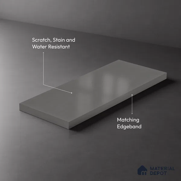 Solid Colors Look LM 23637 Silver Foil 8 ft x 4 ft Matte Finish Decorative Laminate - 1 mm | Suitable for Living Room, Kitchen, Office