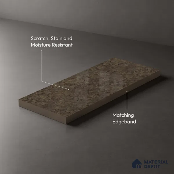 Stone Look LM 18764 Caramel Calacatta 8 ft x 4 ft Texture Finish Decorative Laminate - 1 mm | Suitable for TV Unit, Wardrobe, Kitchen Cabinets